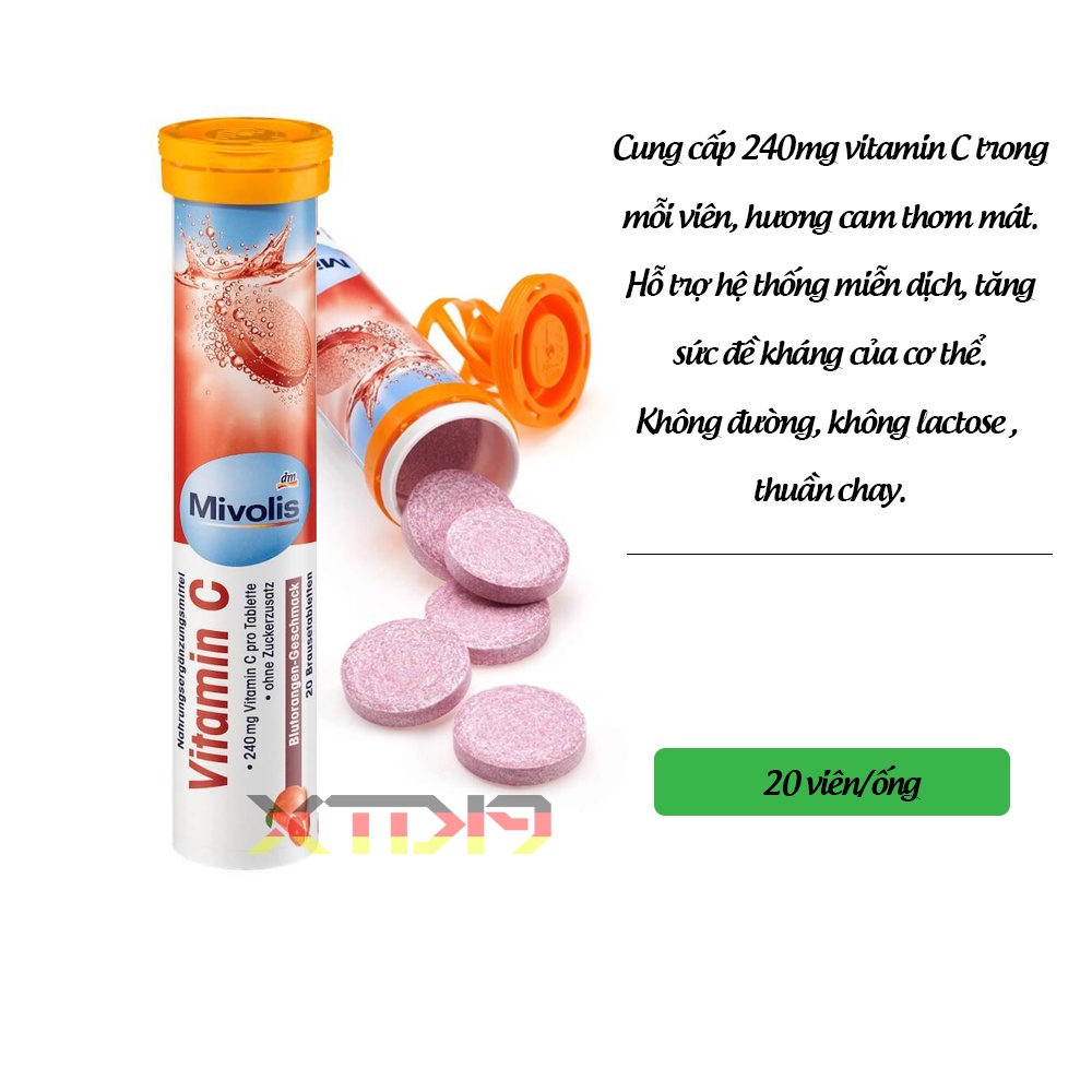 Viên Sủi Mivolis Sắt + Vitamin C - 20 Viên