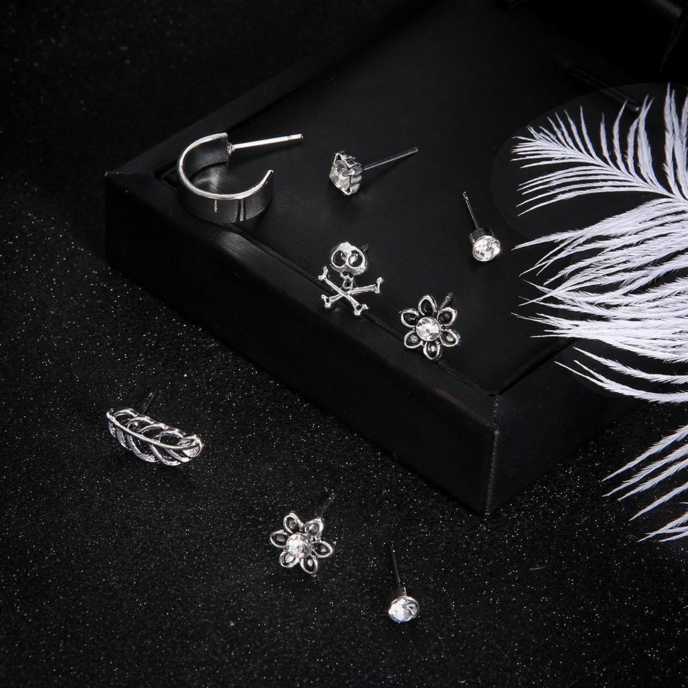 Set 9 Khuyên Tai Nữ Đa Dạng Phong Cách Bohemia|Đầu Lâu Ngôi Sao / Lông Vũ / Đầu Lâu