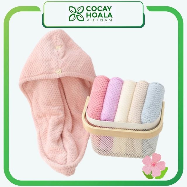 Khăn ủ tóc nhanh khô. Khăn quấn tóc gội đầu siêu thấm hút lông cừu san hô cao cấp