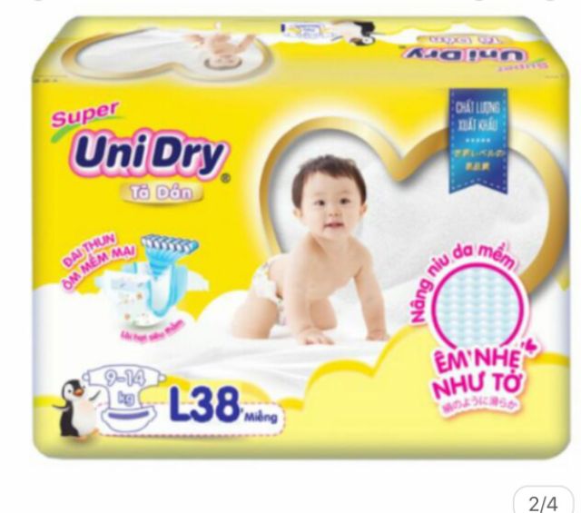 (TẶNG QUÀ)Combo 2 tã dán Unidry S46 M42 L38 XL34 miếng