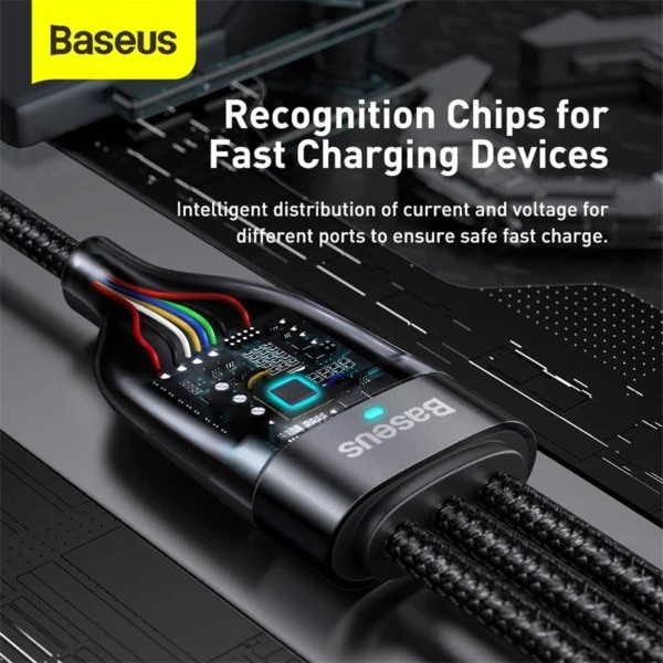 Cáp sạc nhanh 1m2 Baseus Flash Series 3 / 6 trong 1 Plus USB / Type C to Micro + Lightning + Type C