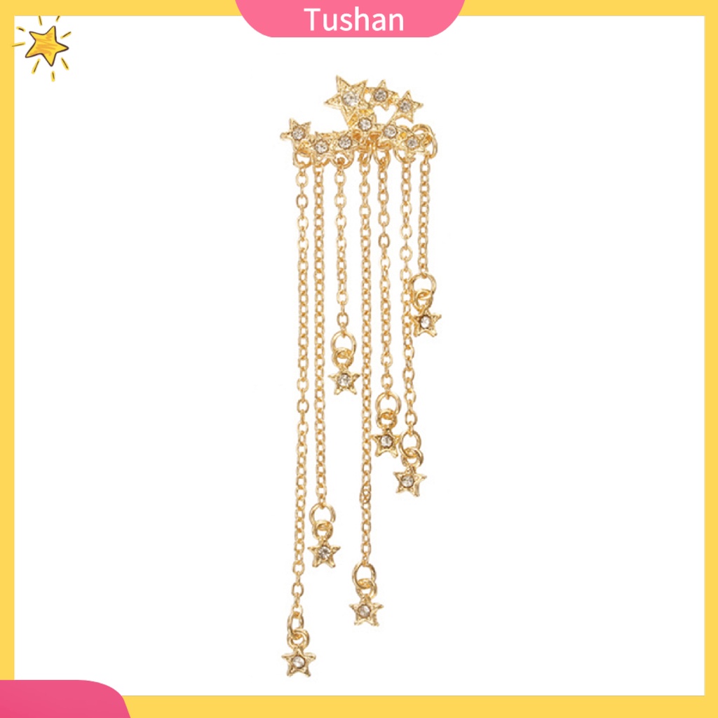 Khuyên tai chuỗi hình ngôi sao đính đá long lanh xinh xắn