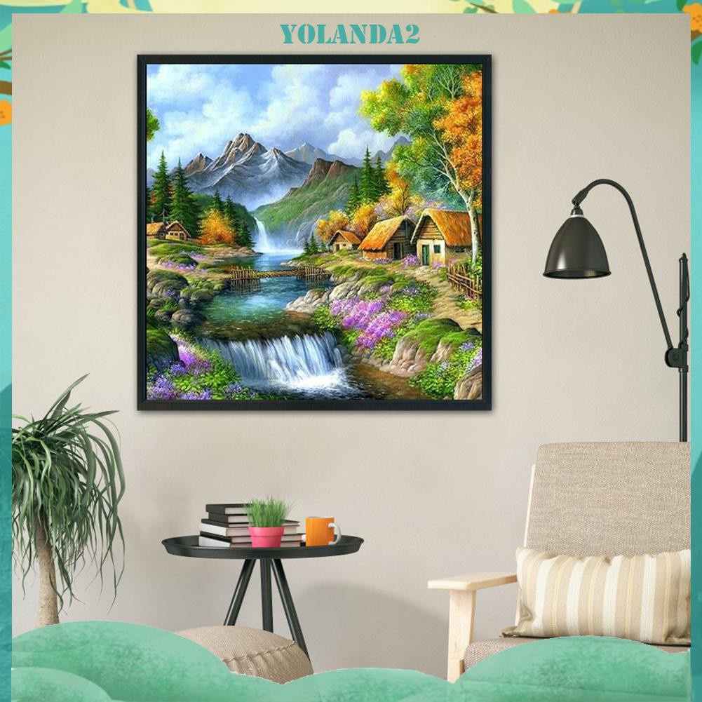 Tranh thêu chéo 3 sợi in sẵn trang trí nội thất hình khung cảnh miền quê 11CT DIY