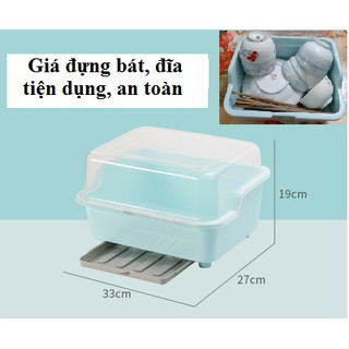 Giá úp bát đĩa có nắp đậy và khay chứa nước đọng tiện dụng(sẵn hàng)