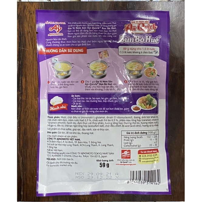 Gia Vị Nêm Sẵn Bún Bò Huế Aji-Quick (59g)