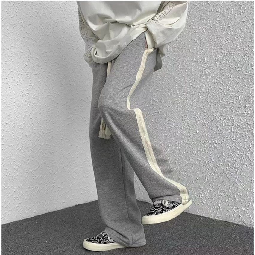 Quần thể thao ống rộng kẻ sọc hai bên thời trang Hàn Quốc cho nam quần jogger thể thao nam bigsize quần ống suông