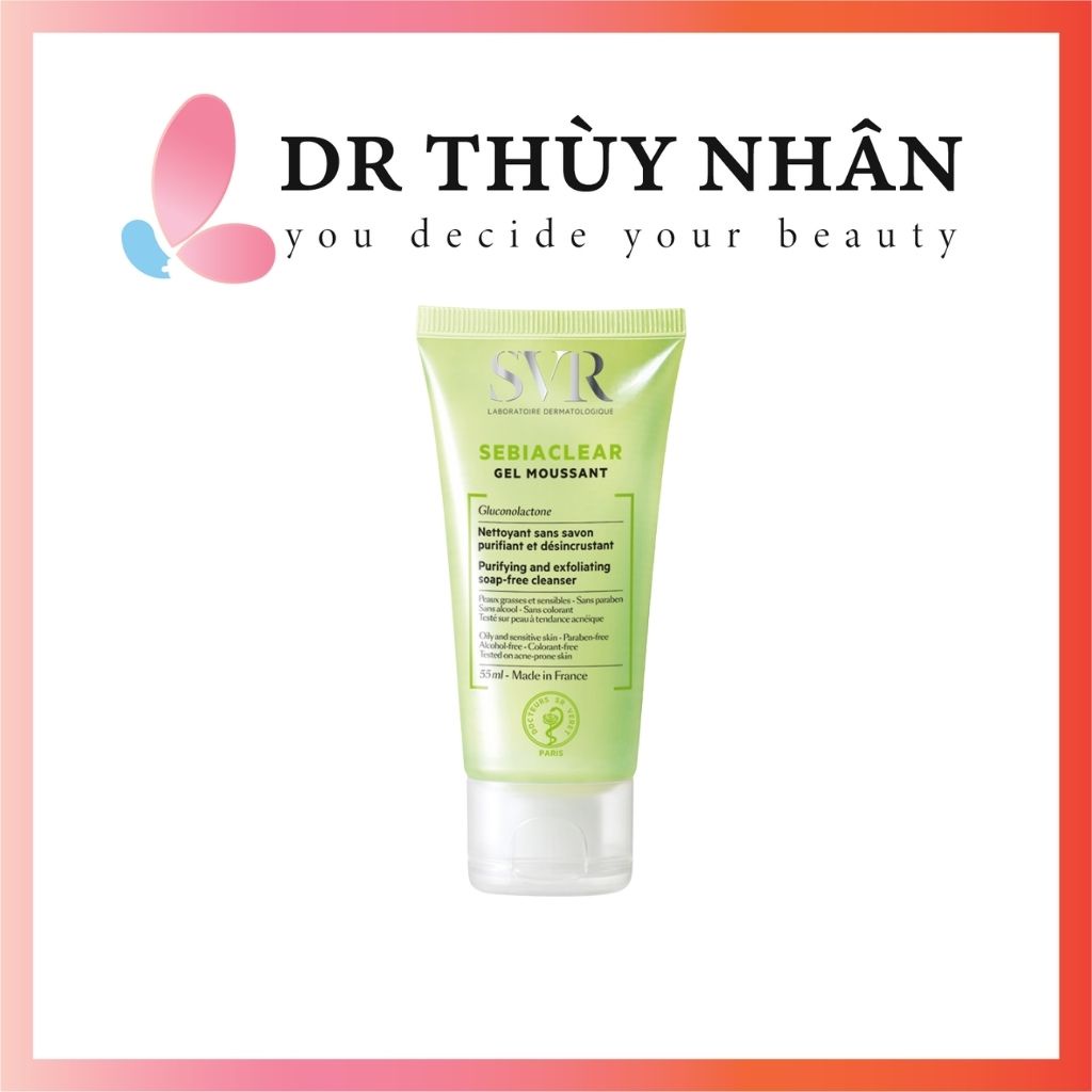 Gel rửa mặt SVR Sebiaclear Gel Moussant không chứa xà phòng dành cho da dầu, mụn