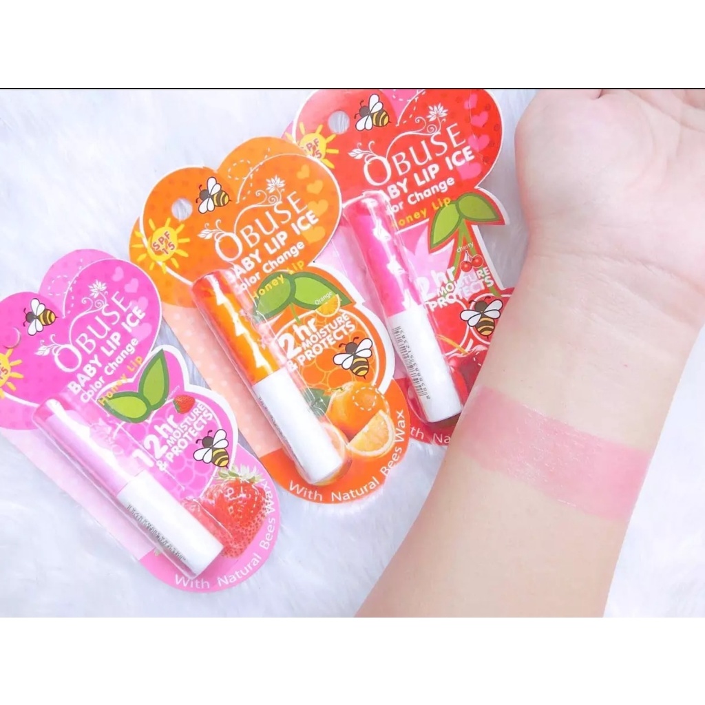 01 Son dưỡng môi mật ong Obuse Baby Lip Ice Thái Lan