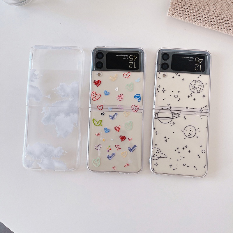 Ốp điện thoại hình vân da báo/ hoa thời trang chất liệu PC cứng cho Samsung Galaxy Z Flip 3