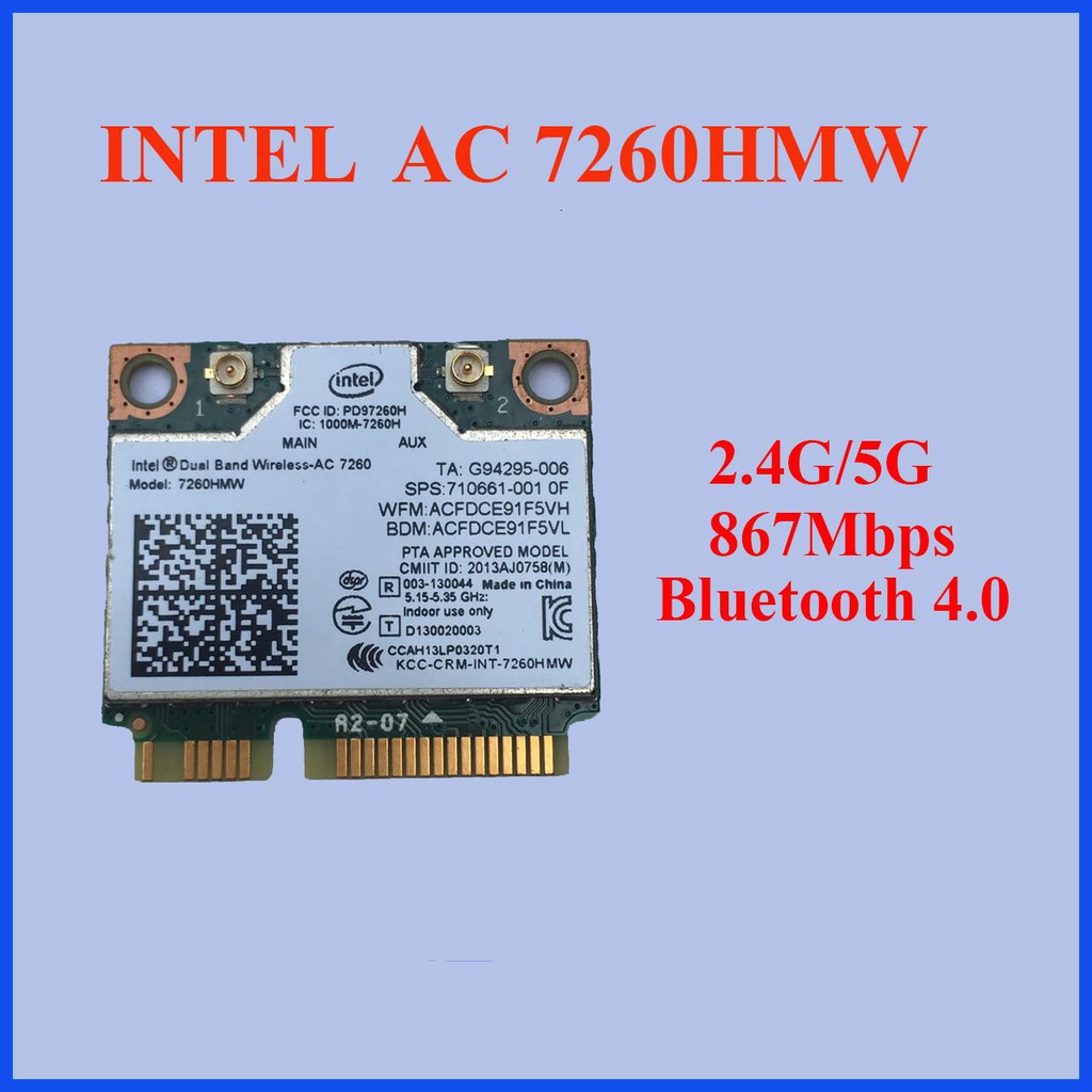 Card wifi intel AC 7260HMW mini pcie - Card wifi cho laptop