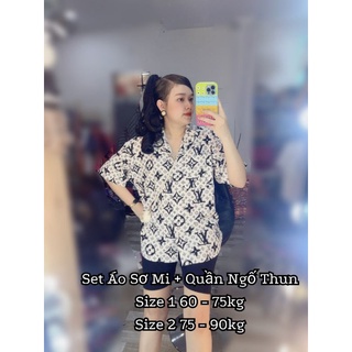 [ Bigsize 60 - 90kg ] Set áo sơ mi + Quần Ngố Thun