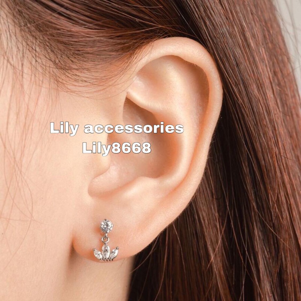 khuyên tai titan cánh hoa đá thả không gỉ không đen không dị ứng nam nữ unisex