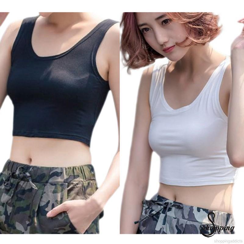 Áo Croptop sát nách màu trơn thiết kế quyến rũ