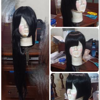 Tóc giả màu đen 80 cm mái Hime