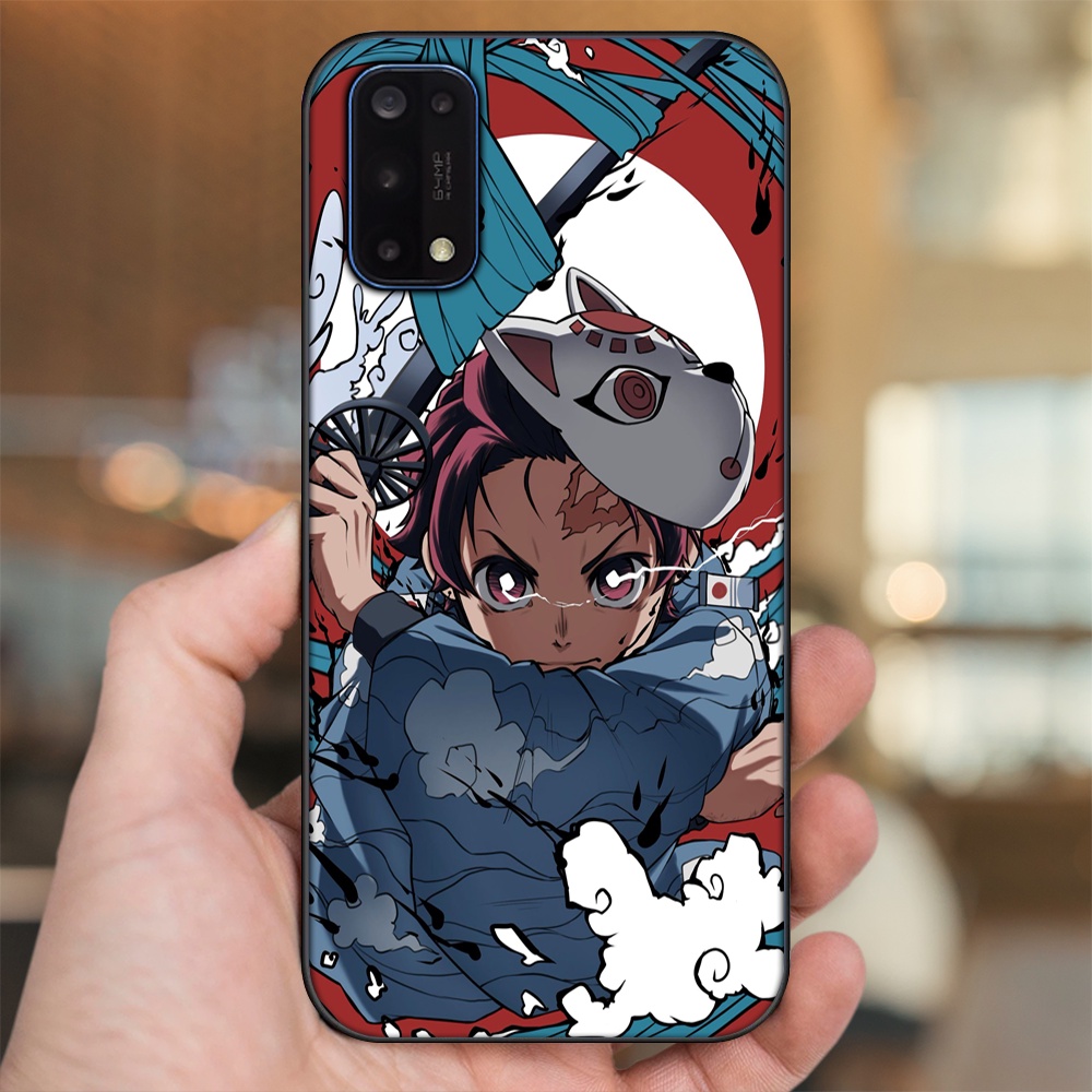 Ốp lưng Realme 7 Pro viền đen in hình Tanjiro Kimetsu No Yaiba