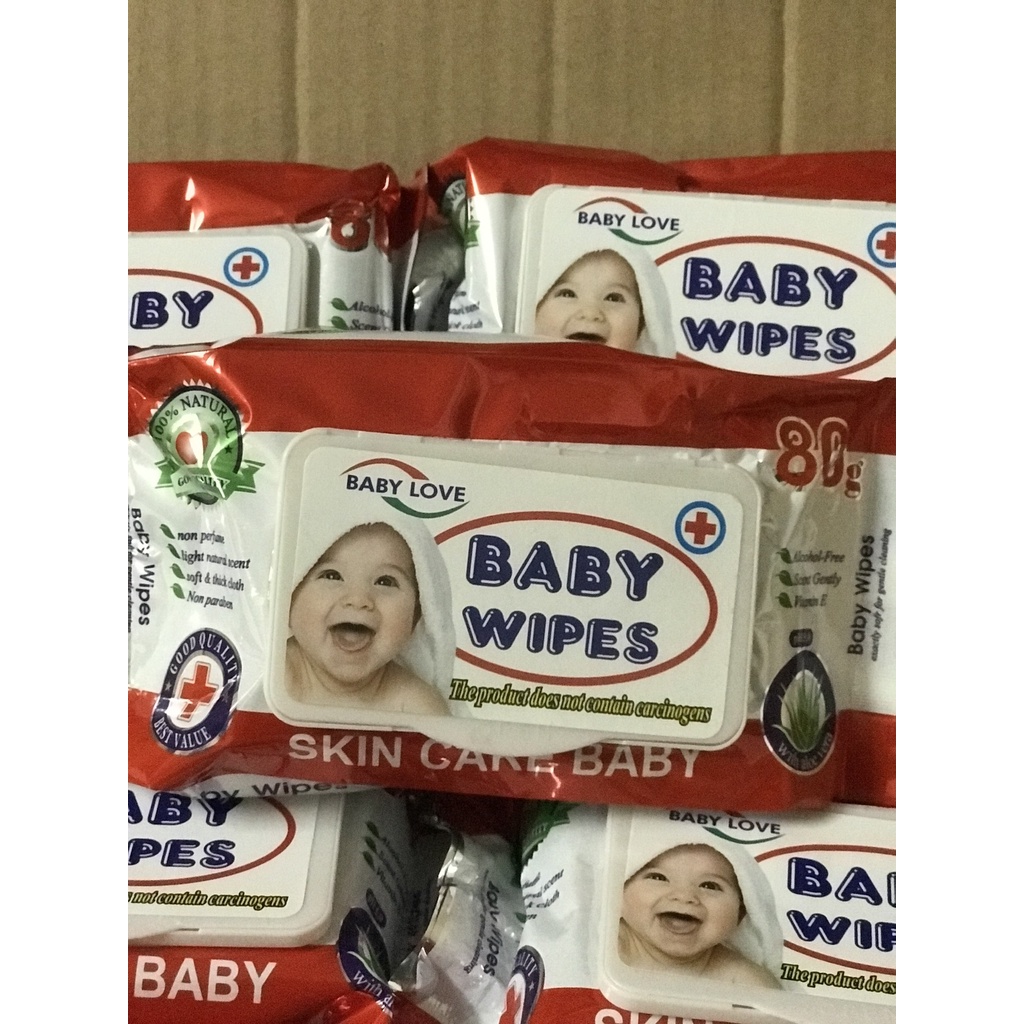 COMBO 5 BỊCH Khăn Giấy Ướt Baby Wipes Bịch 80g