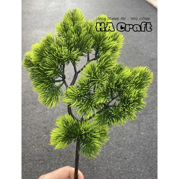 Ảnh thật-Cành tùng giả, cành thông làm cây trang trí,cụm lá tùng la hán làm cây bonsai,decor tiểu cảnh 2 mẫu