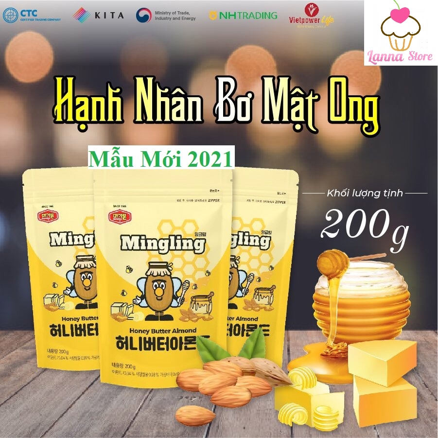 Hạnh nhân tẩm bơ mật ong Murgerbon gói 200g - Hàn Quốc