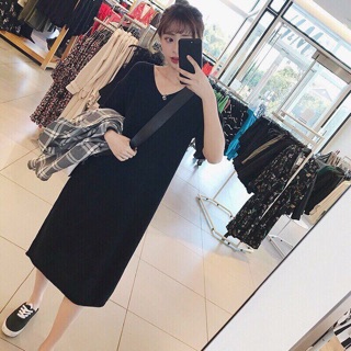 Đầm maxi cổ tim form suông