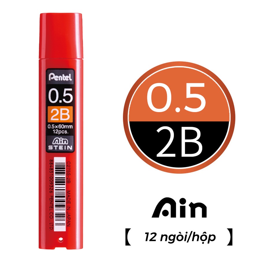 Bút Chì Kim Pentel Bấm Thân Giữa PD105T/ PD107T | Thiết Kế Thân Trong Đẹp Mắt | Nút Bấm Tiện Lợi