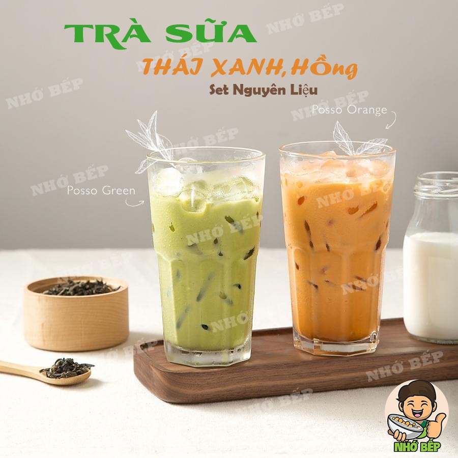 Set Trà Sữa Thái Xanh, Hồng 5Ly ( Tặng Công Thức Nấu) - Nhớ Bếp