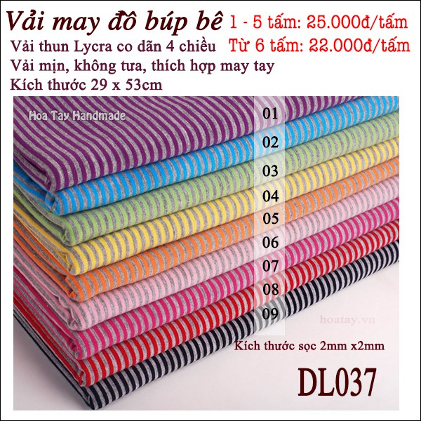 Vải Lycra co dãn 4 chiều may đồ búp bê - Vải nhiều màu sọc xám DL037