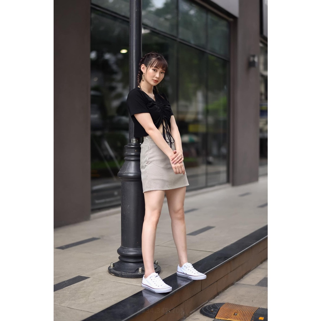 [EIGHTYK] Áo Croptop Thun Tay Ngắn Phối Dây Rút | BigBuy360 - bigbuy360.vn