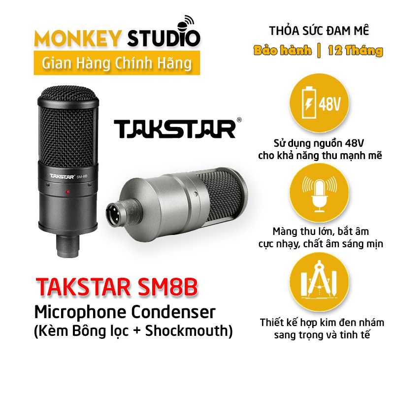 MICRO TAKSTAR SM8B ⚡ HÀNG CHÍNH HÃNG⚡ Thu Âm Livestream Hát Karaoke Chuyên nghiệp Bảo Hành 1 Năm Âm Thanh Siêu Hay