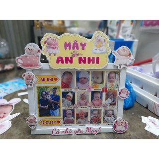 Khung ảnh 12 tháng cho bé có kính ( 2 size)