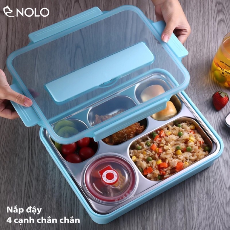 Hộp đựng cơm 5 ngăn inox 304 (kè đĩa muỗng)