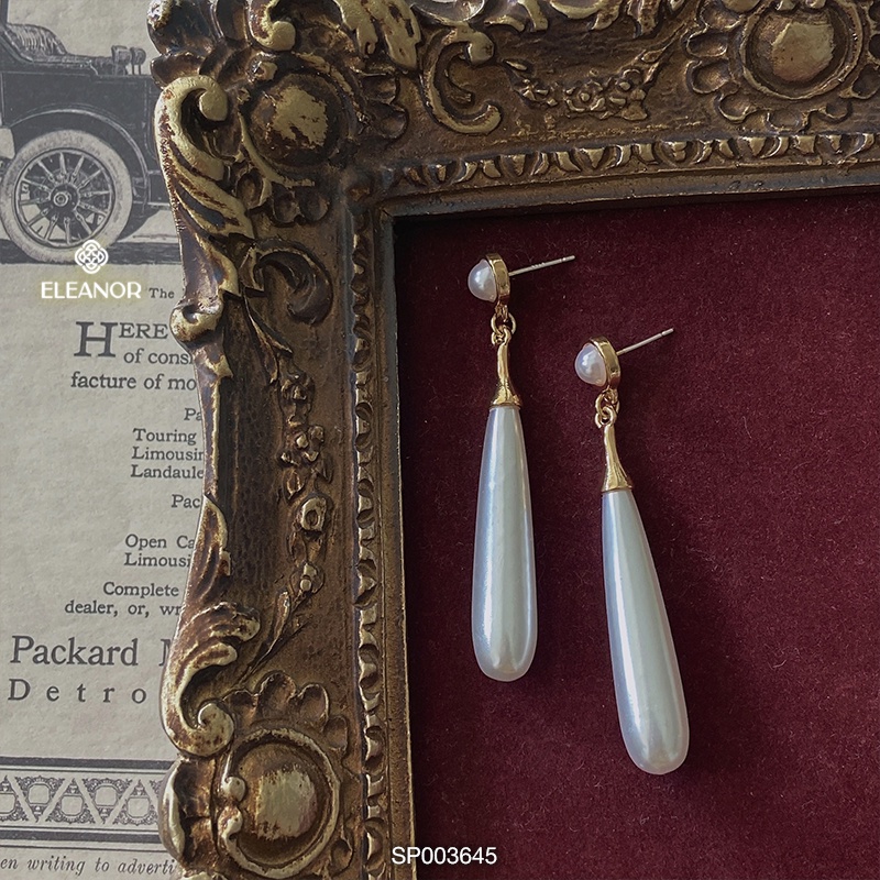 Bông tai nữ Eleanor Accessories dáng dài gắn ngọc nhân tạo phụ kiện trang sức sang chảnh