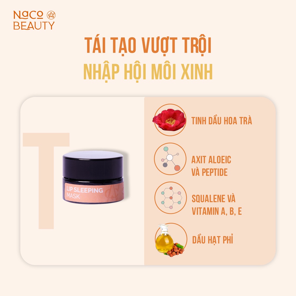 Combo Mặt Nạ Môi &amp; Tẩy Tế Bào Chết NacoBeauty Dưỡng Hồng Môi Khô Môi Set Dưỡng Môi Ủ Môi Hồng Tẩy Tế Bào Chết Môi Hạt Mơ