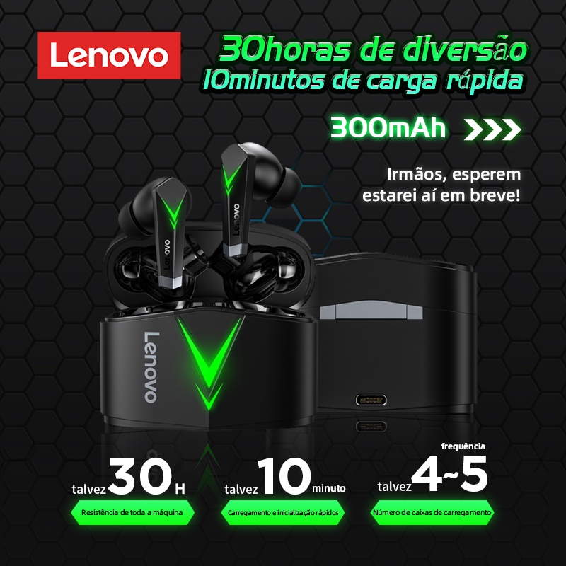 Tai nghe không dây Lenovo Live Pods LP6 gốc Tai nghe chơi game TWS Bluetooth 5.0 Chơi game Độ trễ thấp Tai nghe thể thao Tai nghe với Microphone 3D Stereo Bass Tai nghe