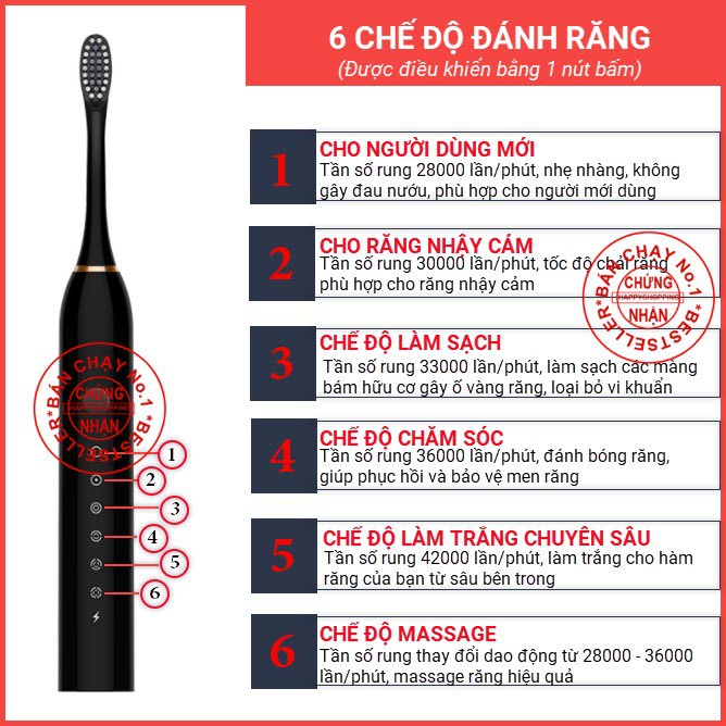 Bàn chải đánh răng điện tự động Sonic NT-X3, Kèm 4 đầu bàn chải tiện dụng, Tem bảo hành trên máy, Chính hãng