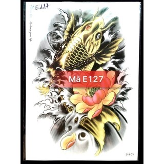 Hình Xăm Dán Cá Chép Màu E127