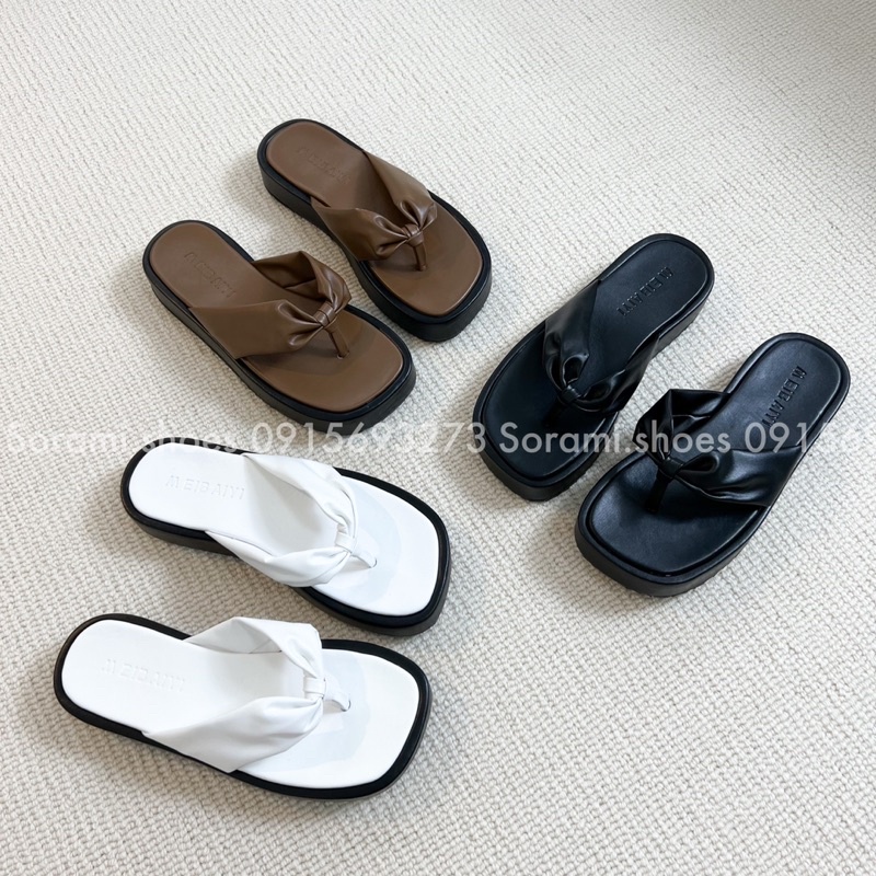 Sorami.Shoes | Dép bánh mì quai thắt, dép bánh mì đế cao 4cm