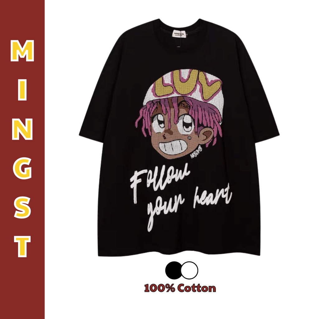Áo Thun Tay Lỡ 100% Cotton 2 Chiều Dáng Rộng Unisex, Áo Phông Nam Nữ Oversize Hình In mặt LUV