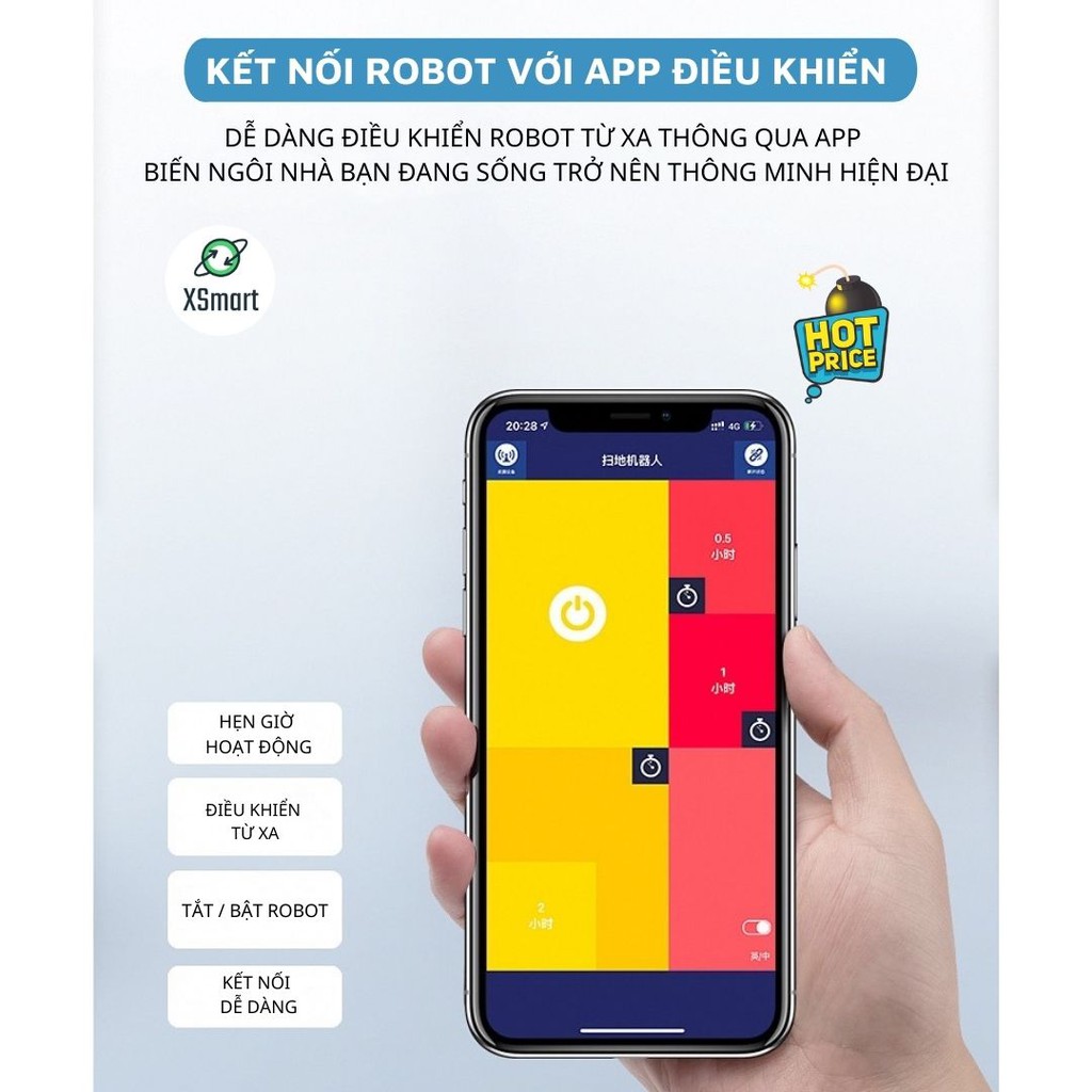 Robot hút bụi lau nhà thông minh tự động thế hệ mới ES34 Nâng Cấp 2021 có APP điện thoại điều khiển