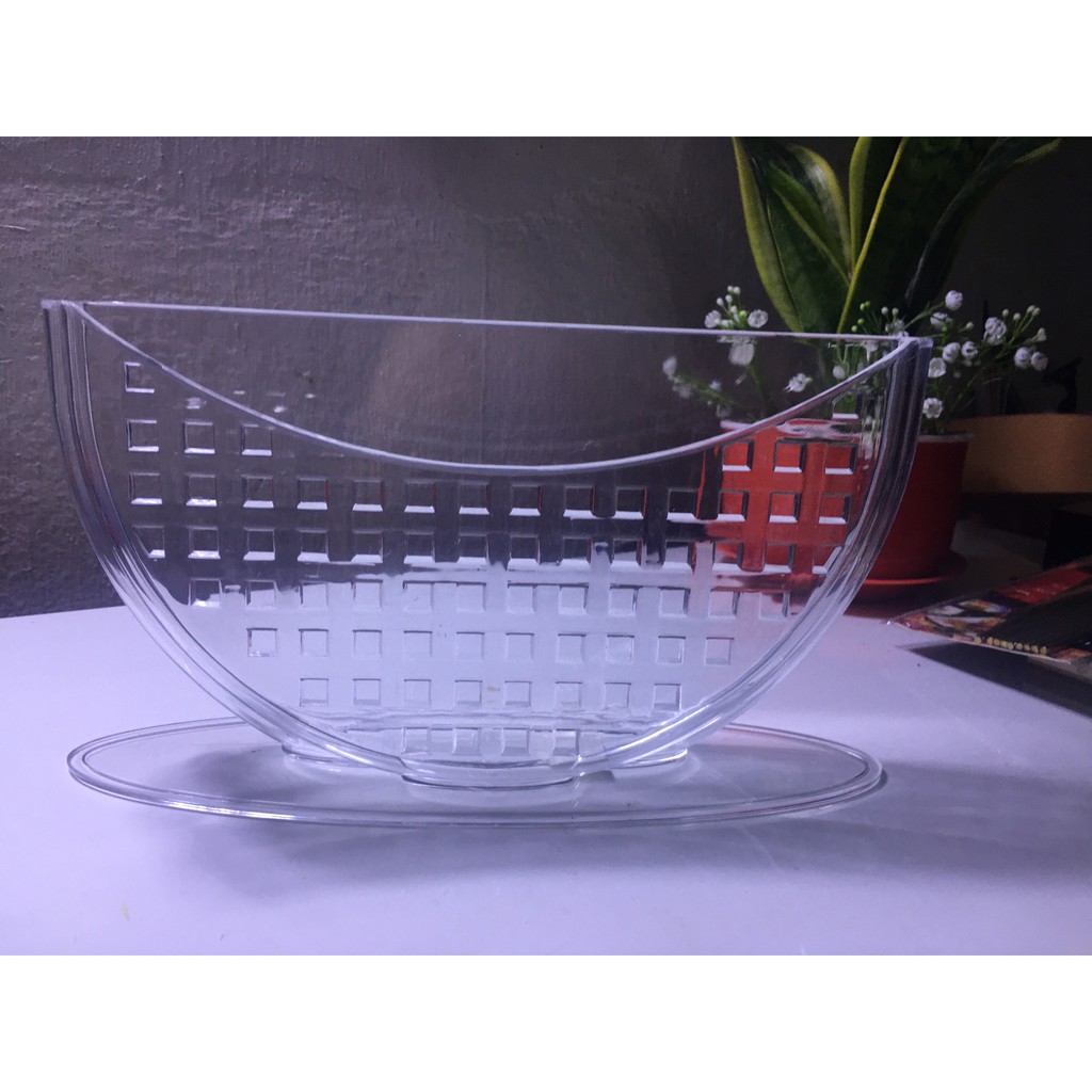 Tô nhúng bánh tráng nhựa trong Acrylic cao cấp 2 ngăn size 21,5 cm / 27cm