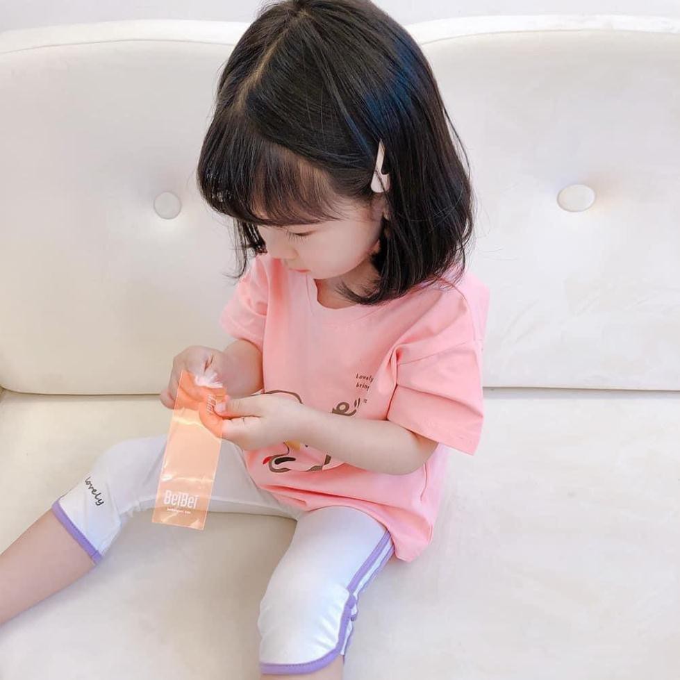 Bộ áo thun quần gân lửng bé gái