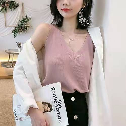 Áo Len Không Tay Cổ Chữ V Dáng Rộng Thời Trang Mùa Hè Dễ Thương Dành Cho Nữ