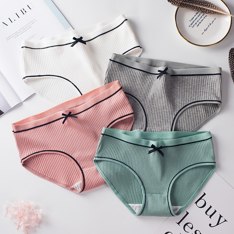 Quần lót nữ gân tăm kháng khuẩn khử mùi, quần chíp nữ đính nơ sexy quyến rũ LANIXA  L803