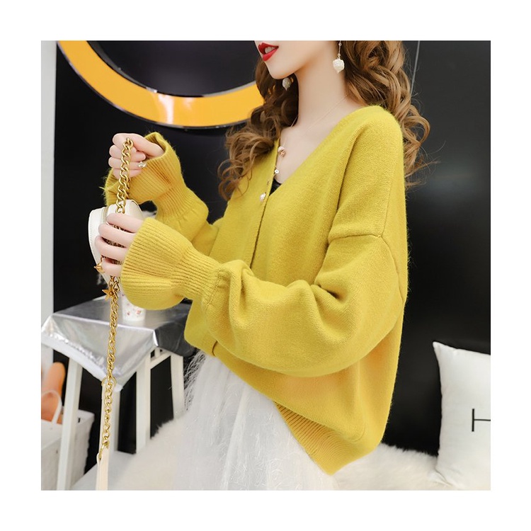 Áo len cadigan nữ thời trang phong cách Hàn Quốc có khuy cài V16