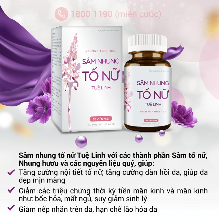 ✅Sâm nhung tố nữ Tuệ Linh - [Chính hãng] - Bổ sung nội tiết tố, cải thiện sinh lý nữ, đẹp da - Lọ 30 viên