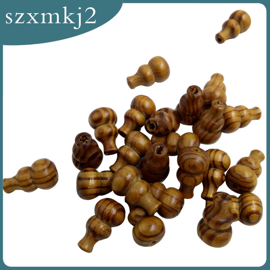 Set 25 hạt gỗ hình bầu hồ lô đường kính 27mm dùng làm trang sức thủ công