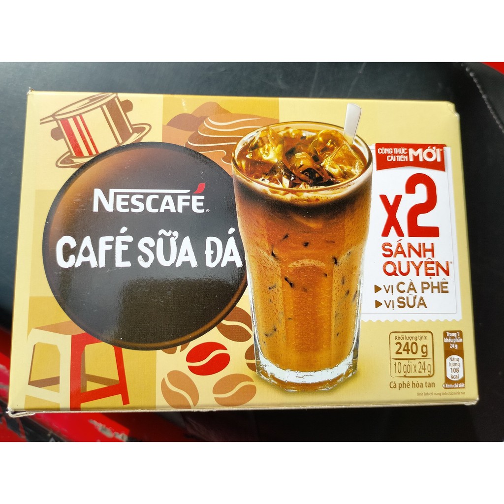 [Mã 229FMCGSALE giảm 8% đơn 500K] Cà phê sữa đá NesCafé nhân đôi sánh quyện 240g (10 gói x 24g)