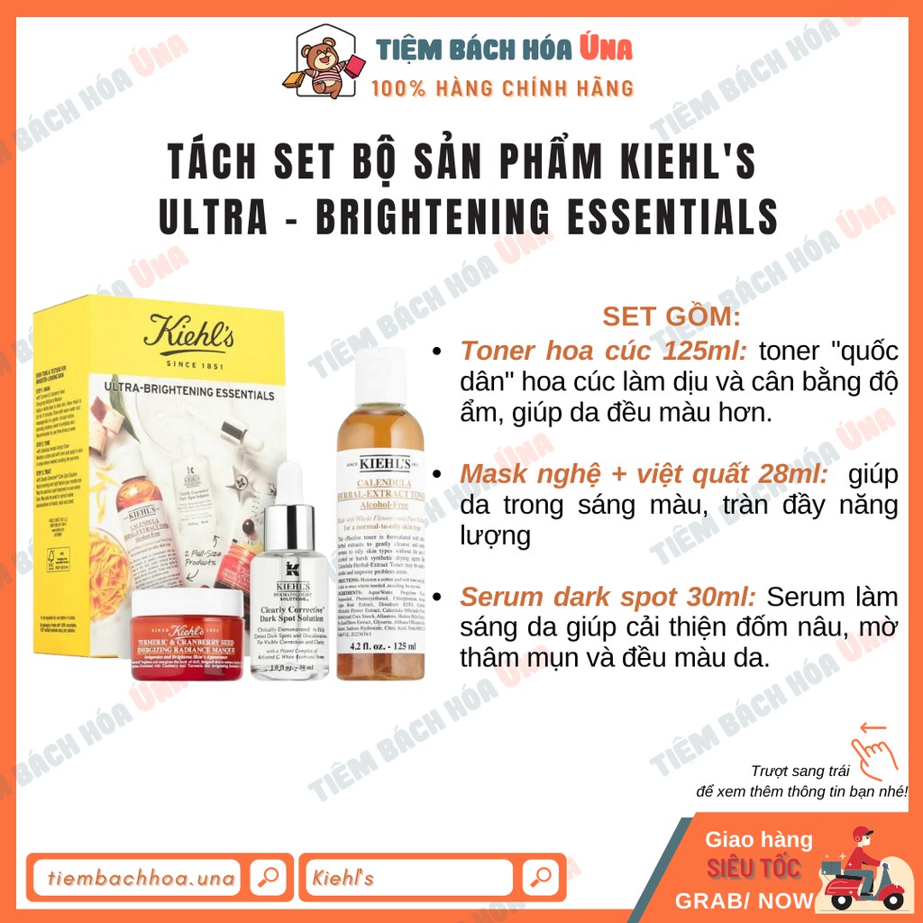 [Nhiều sản phẩm] Tách set sản phẩm Kiehl's Toner hoa cúc, Sữa rửa mặt hoa cúc, Kem cúc, mặt nạ nghệ Kiehl's | BigBuy360 - bigbuy360.vn
