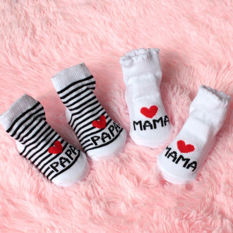 Vớ Cotton Mềm Mại Co Giãn Tốt Thoáng Khí In Họa Tiết Trái Tim/Chữ Dễ Thương Cho Bé