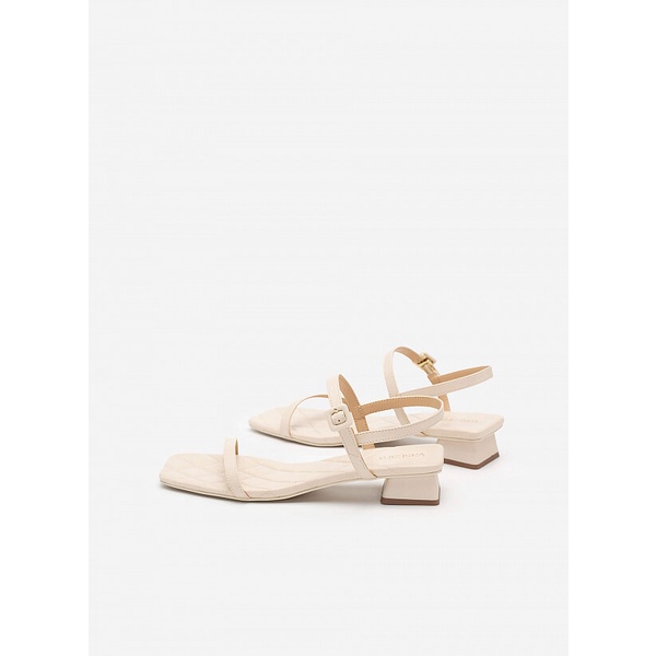 Vascara Giày Sandal Gót Trụ Đế Kiểu Chần Bông - SDN 0690 - Màu Kem