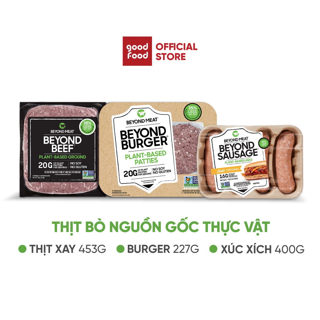 Combo thịt bò thuần thực vật Beyond Meat Ground + Patty + Sausage